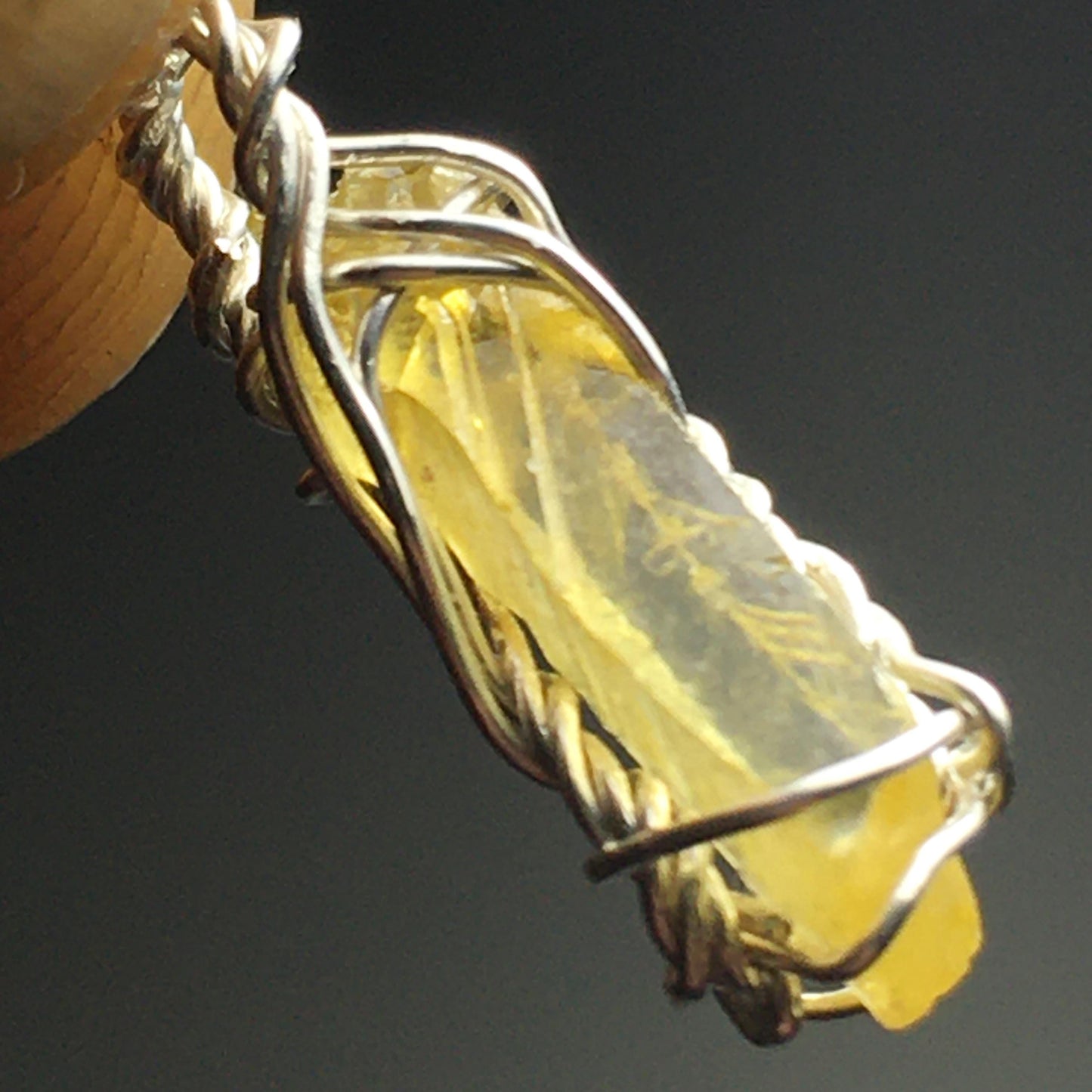 Yellow Zincite and Silver Pendant