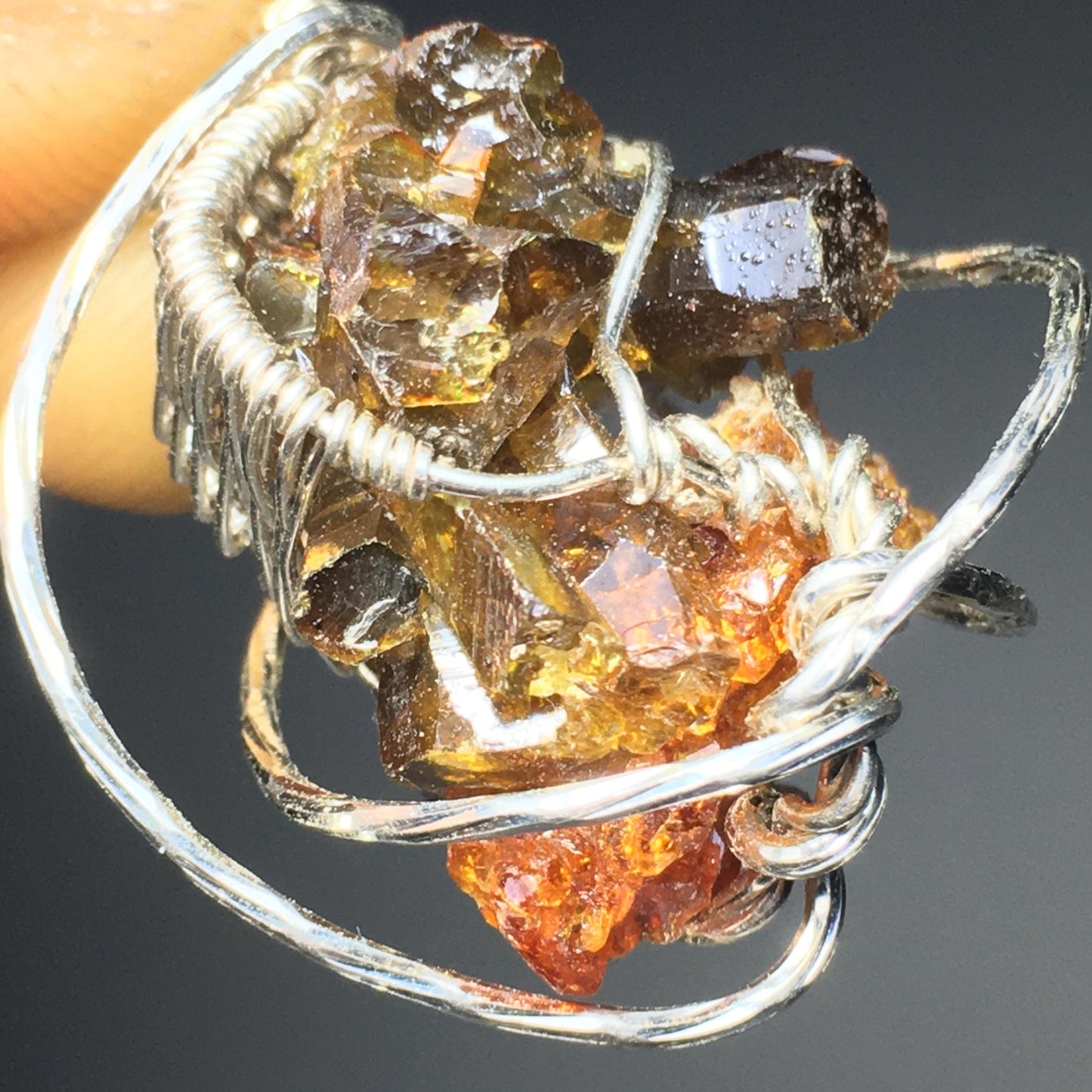 DOUBLE Zincite and Silver Pendant