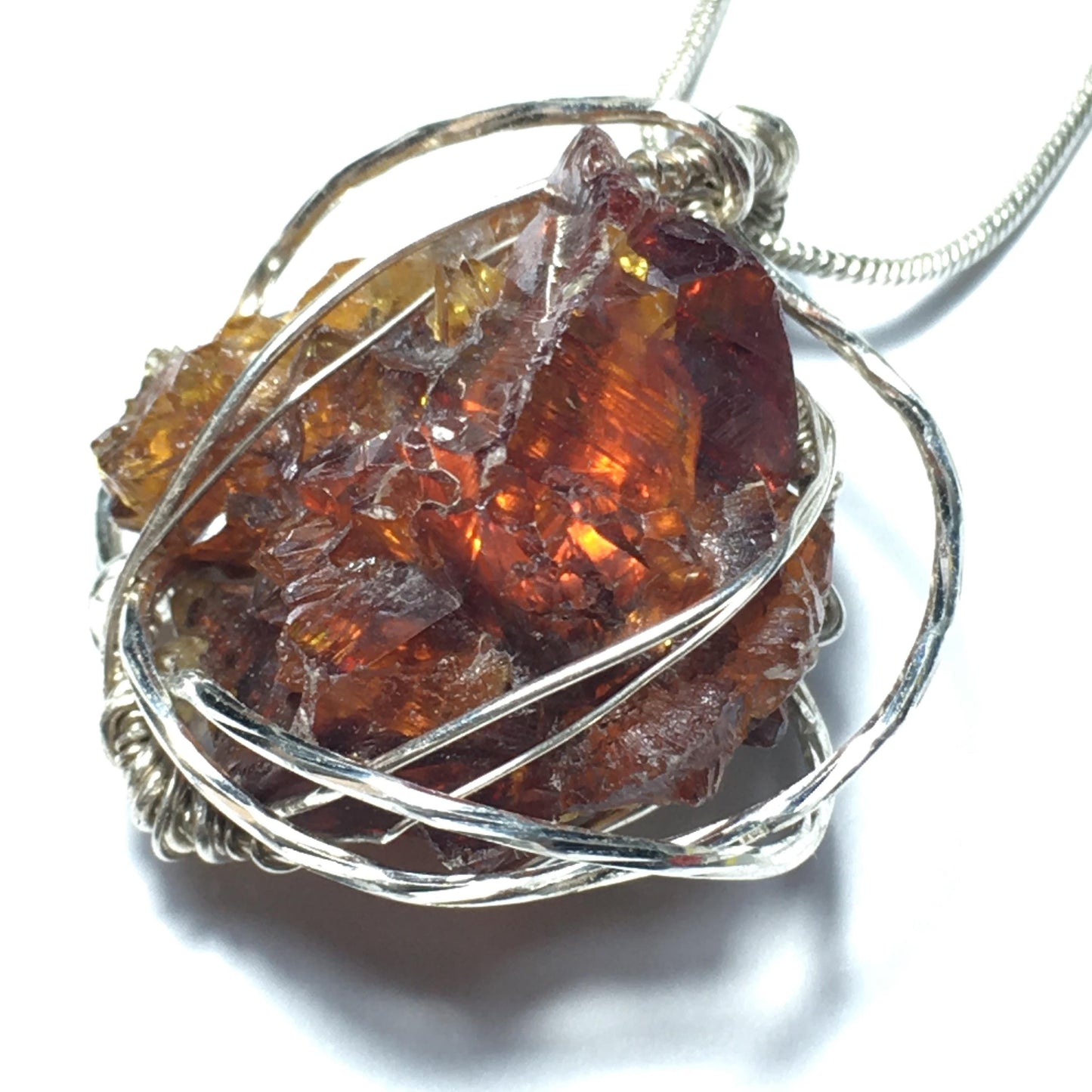 BIG AAA+ Bright Red Gemmy Zincite and Silver Pendant