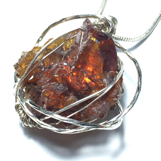 BIG AAA+ Bright Red Gemmy Zincite and Silver Pendant