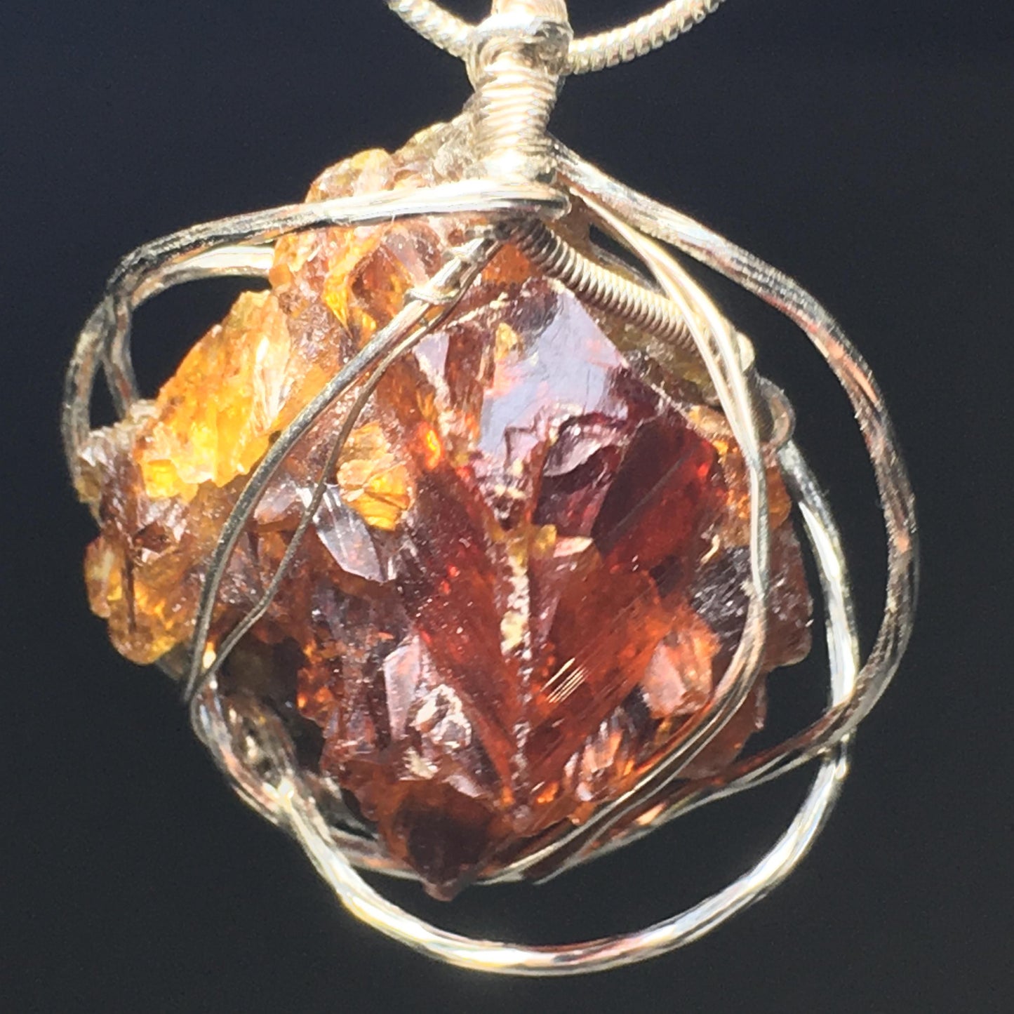 BIG AAA+ Bright Red Gemmy Zincite and Silver Pendant