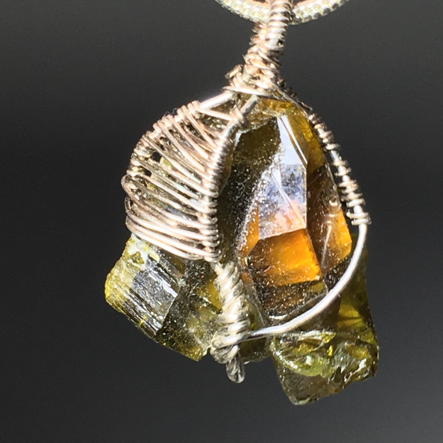Zincite and Silver Pendant