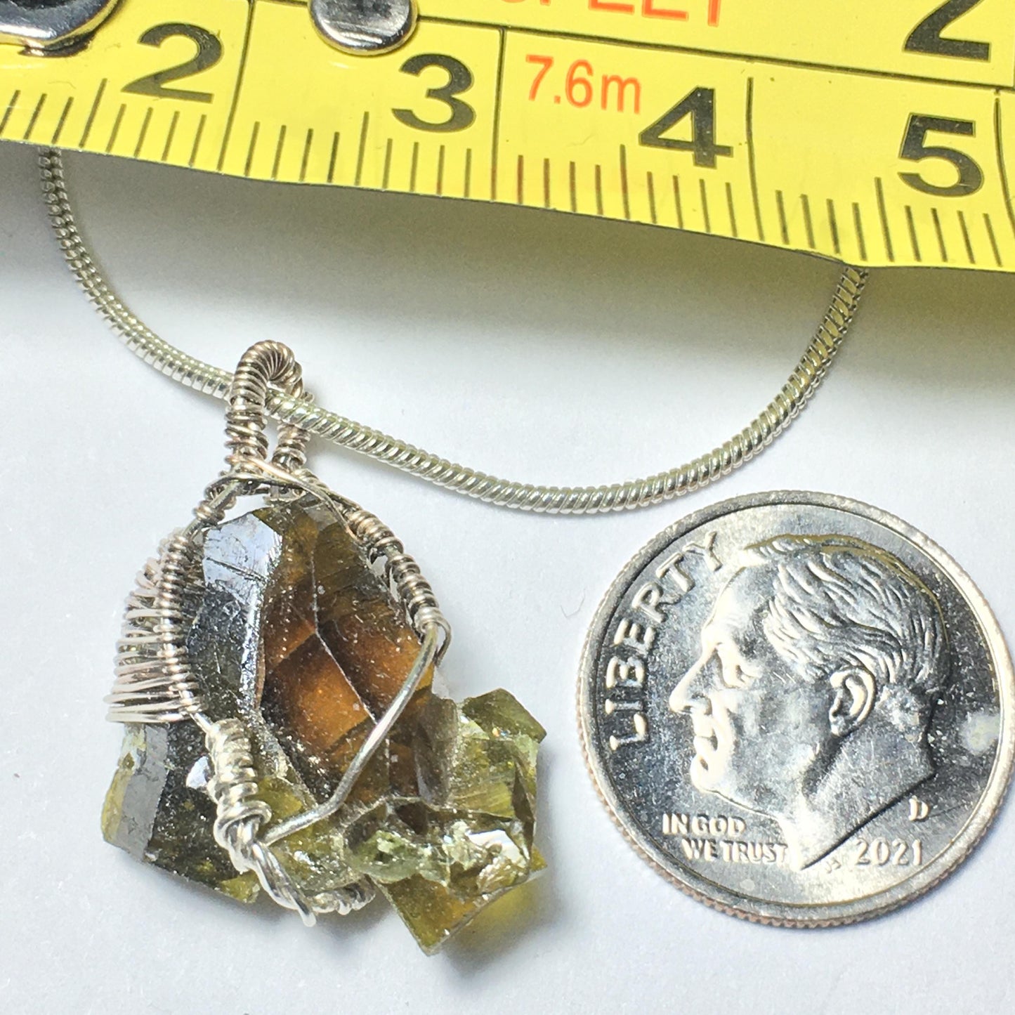 Zincite and Silver Pendant