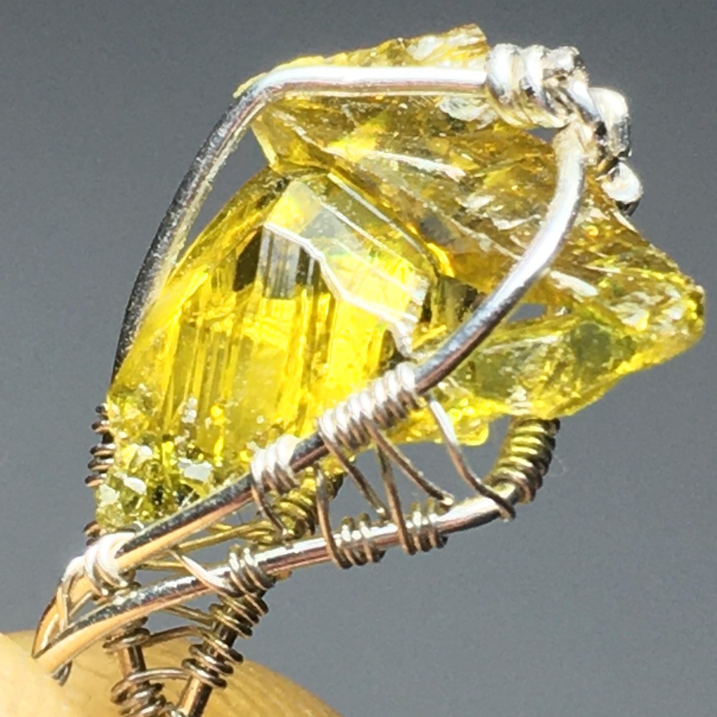 AAA+ Bright Yellow Gemmy Zincite and Silver Pendant
