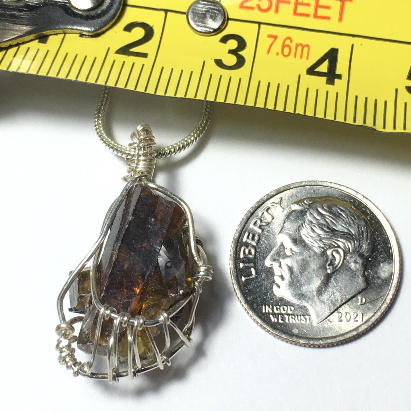 Gemmy Zincite and Silver Pendant