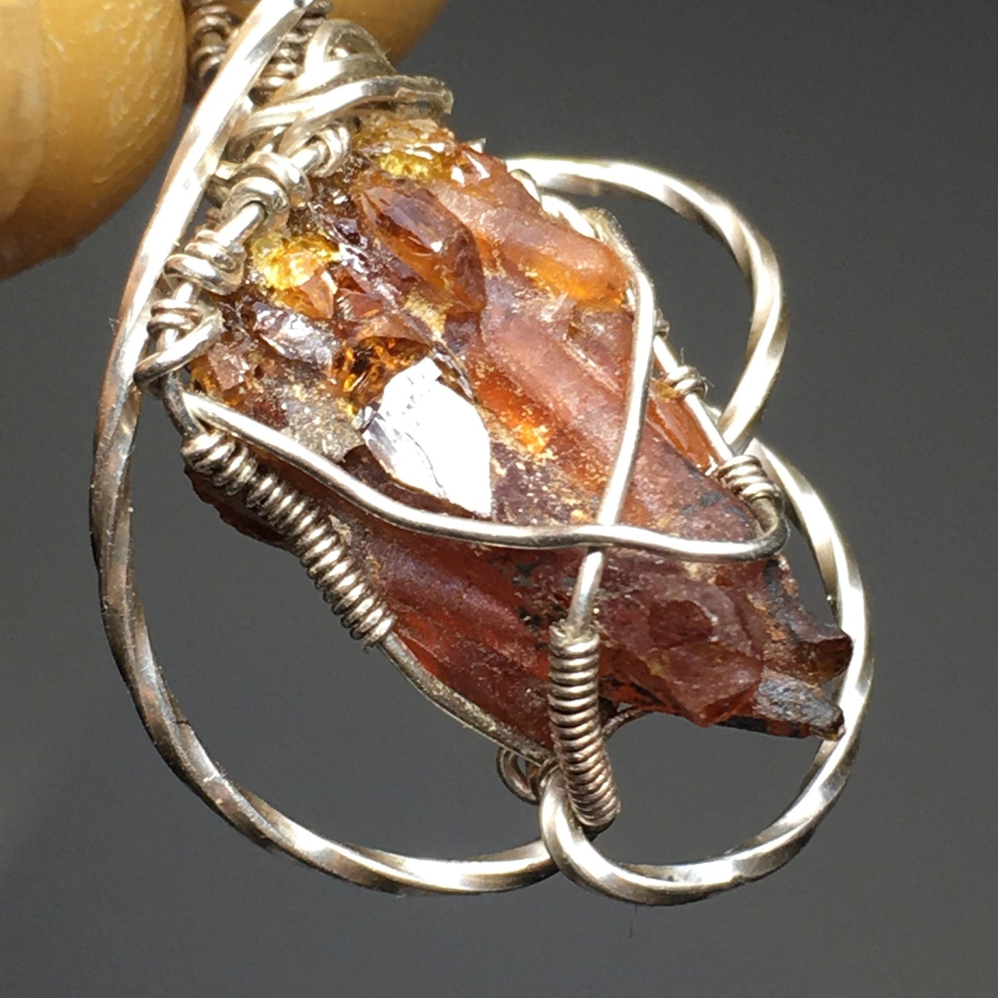 Gemmy RED Zincite and Silver Pendant