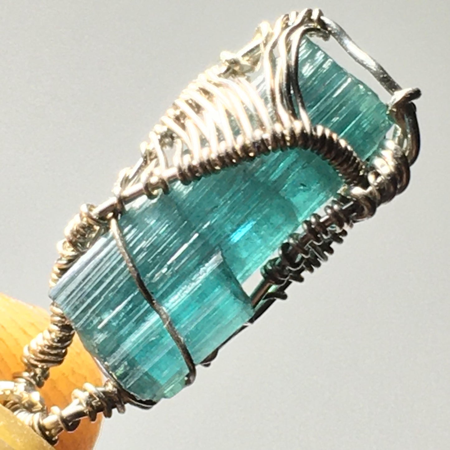 Blue INDICOLITE Tourmaline and Silver Pendant