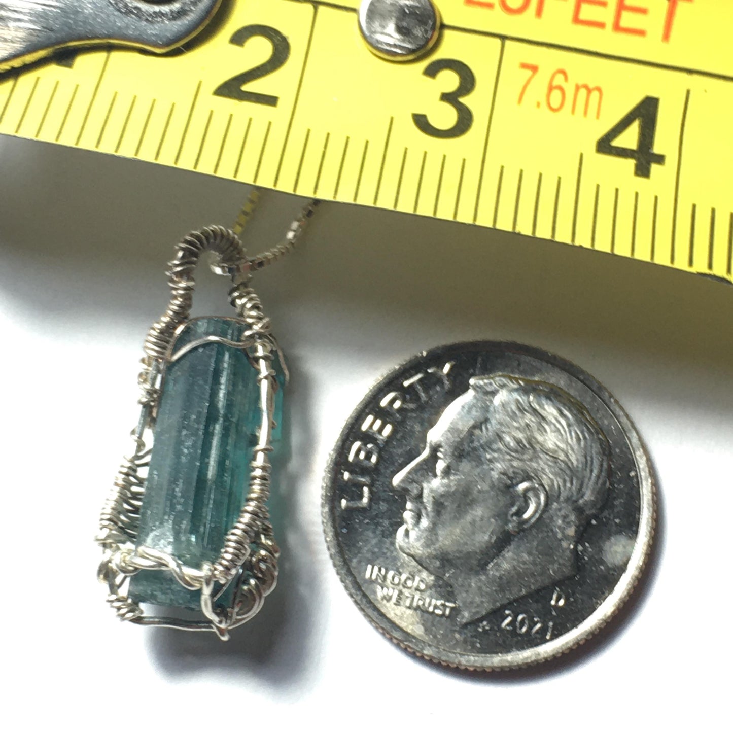 Blue INDICOLITE Tourmaline and Silver Pendant