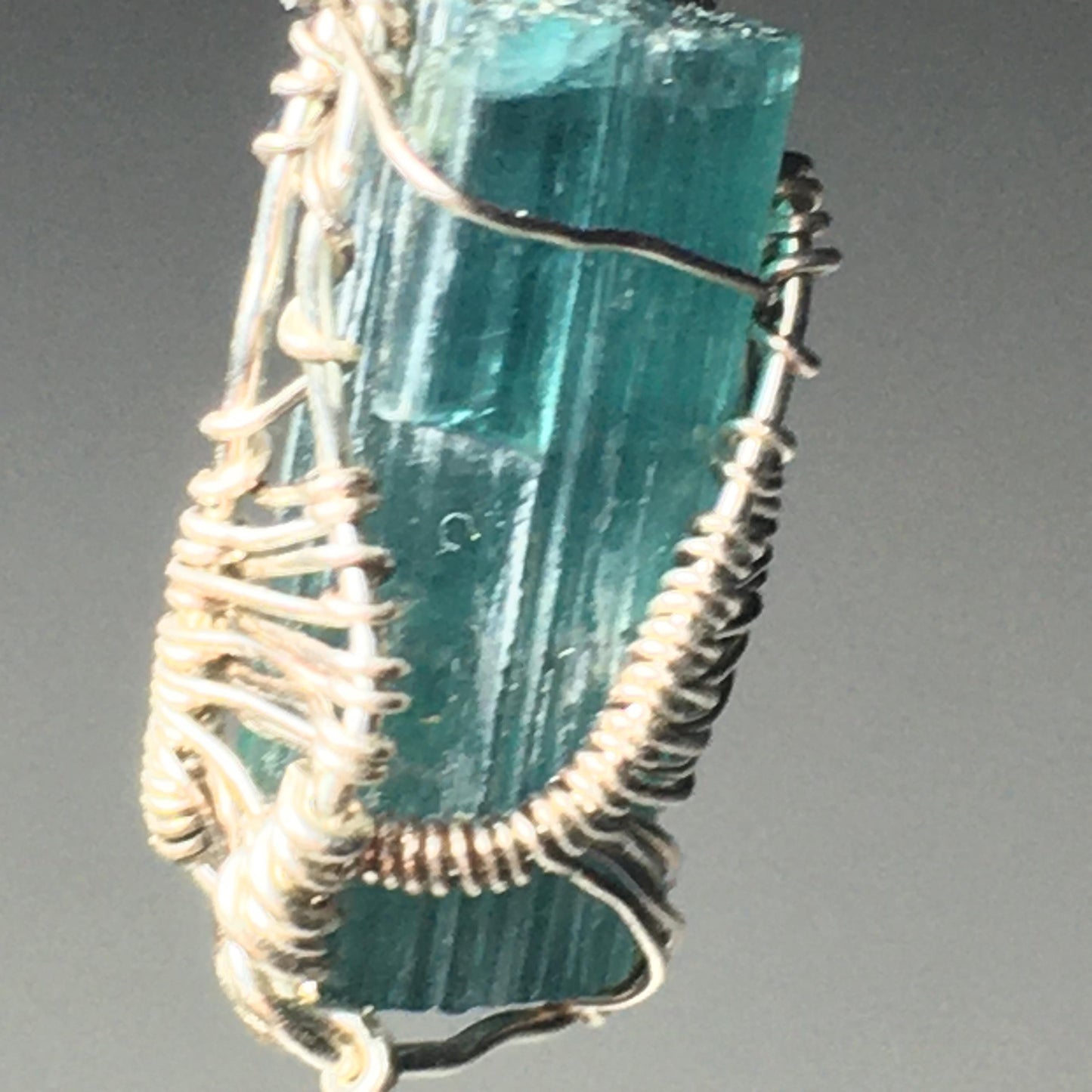 Blue INDICOLITE Tourmaline and Silver Pendant