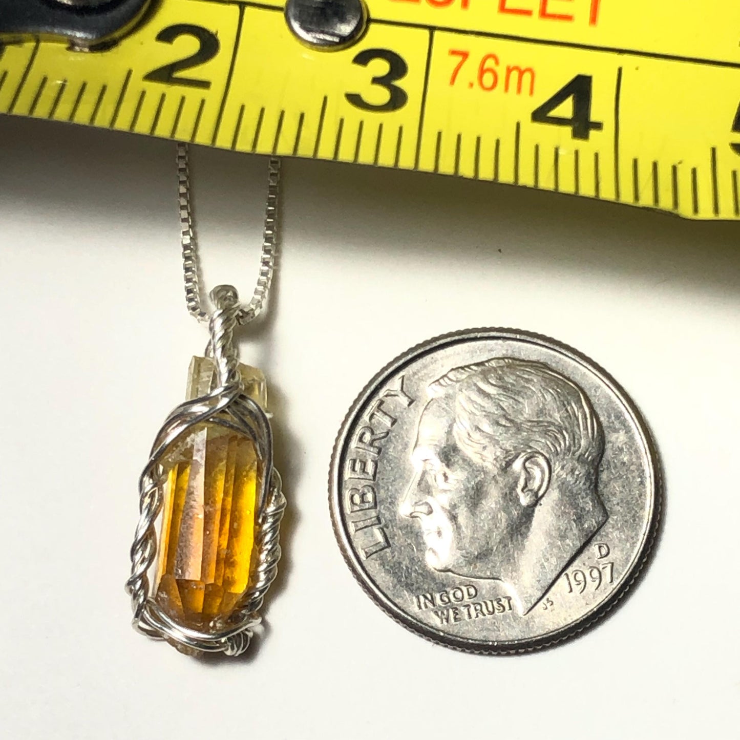 Orange Zincite and Silver Crystal Pendant