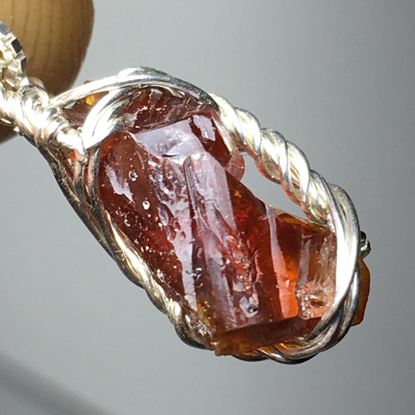 AAA+ GEM Red ZINCITE and Silver Pendant