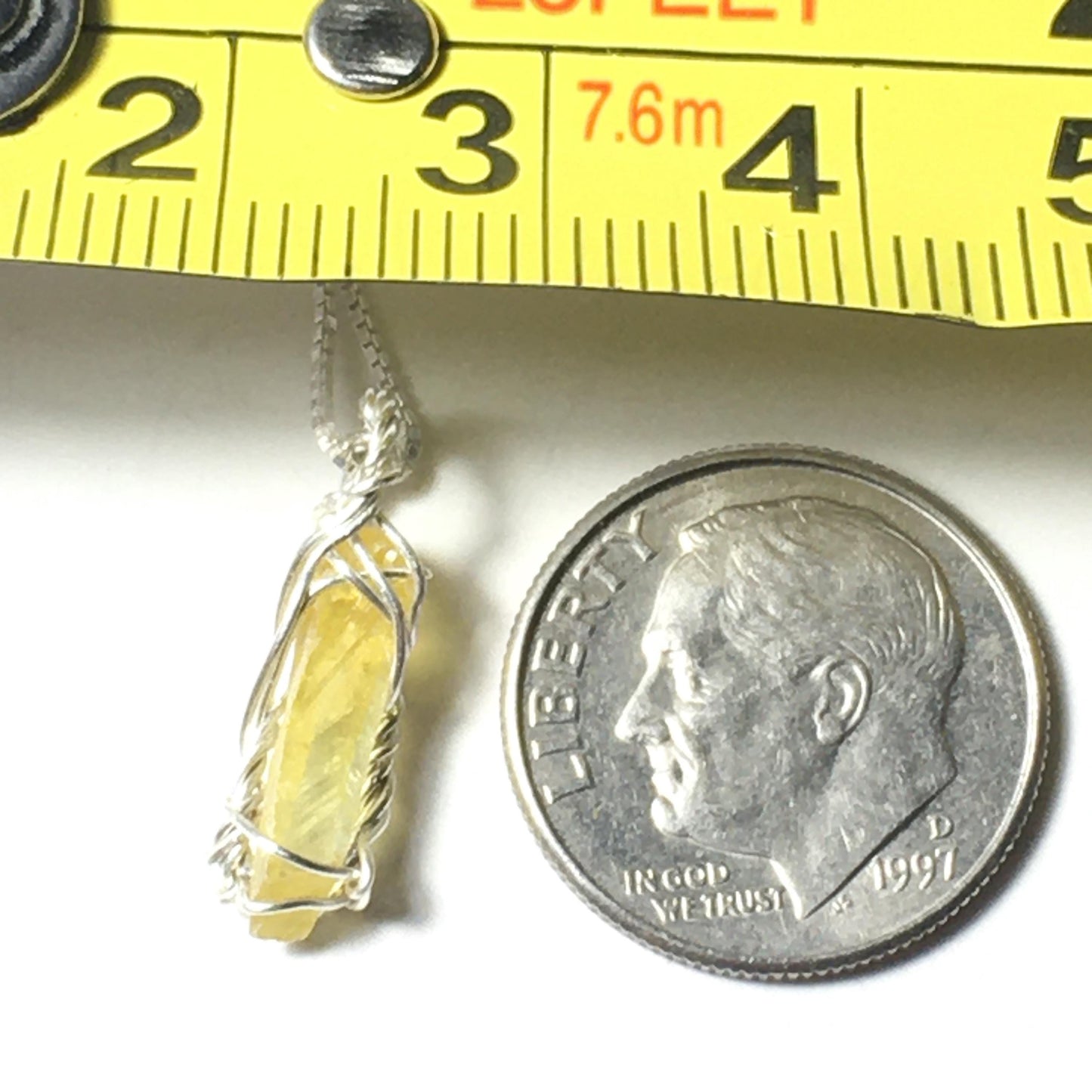 Yellow Zincite and Silver Pendant