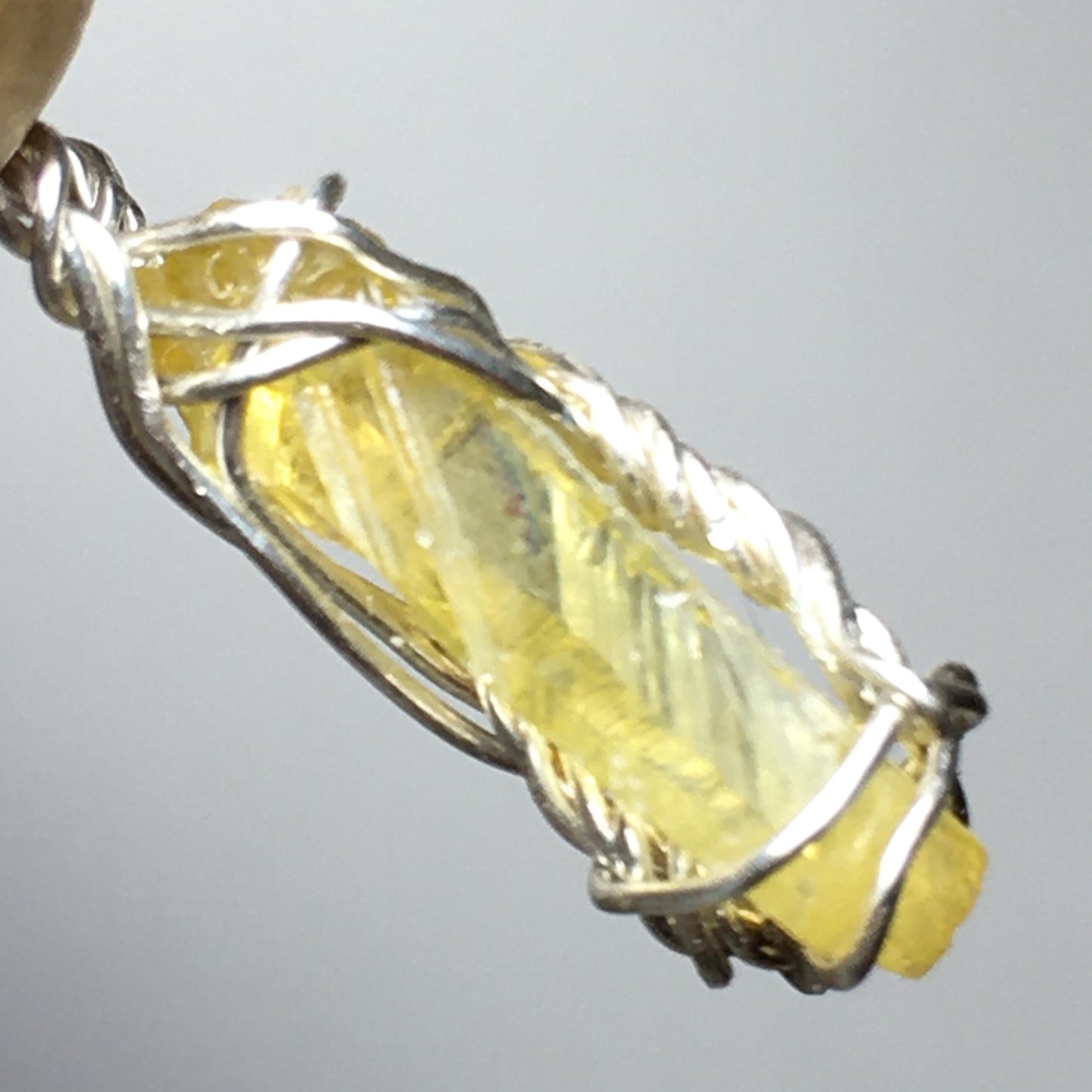 Yellow Zincite and Silver Pendant