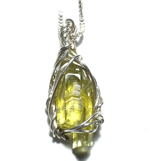 Yellow Zincite Pendant 925 Sterling Silver Crystal