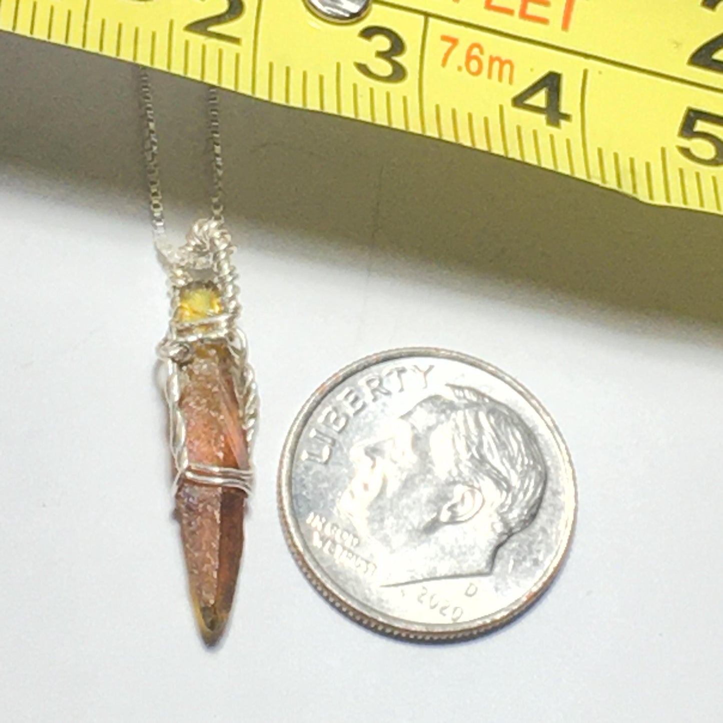 Yellow Zincite Crystal Pendant 925 Sterling Silver