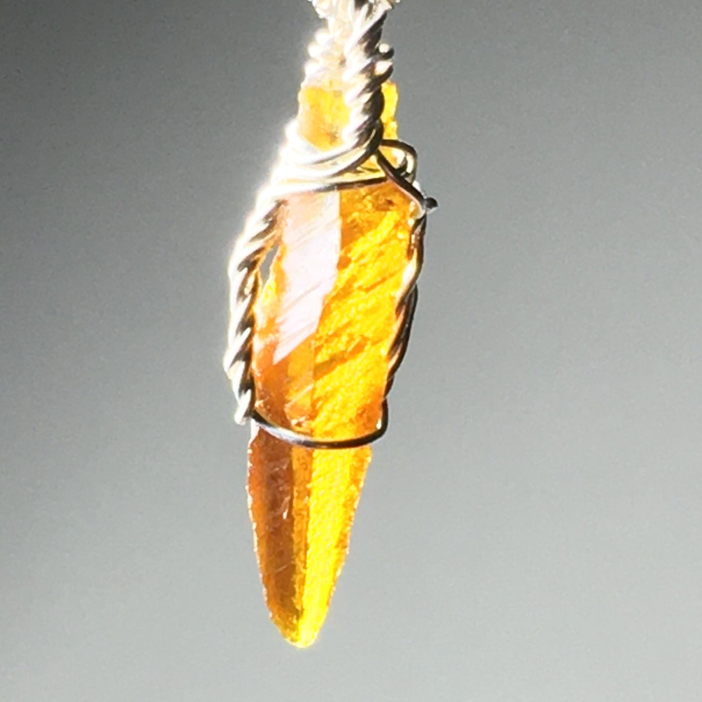 Yellow Zincite Crystal Pendant 925 Sterling Silver