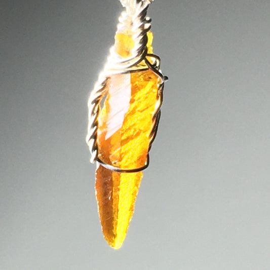 Yellow Zincite Crystal Pendant 925 Sterling Silver