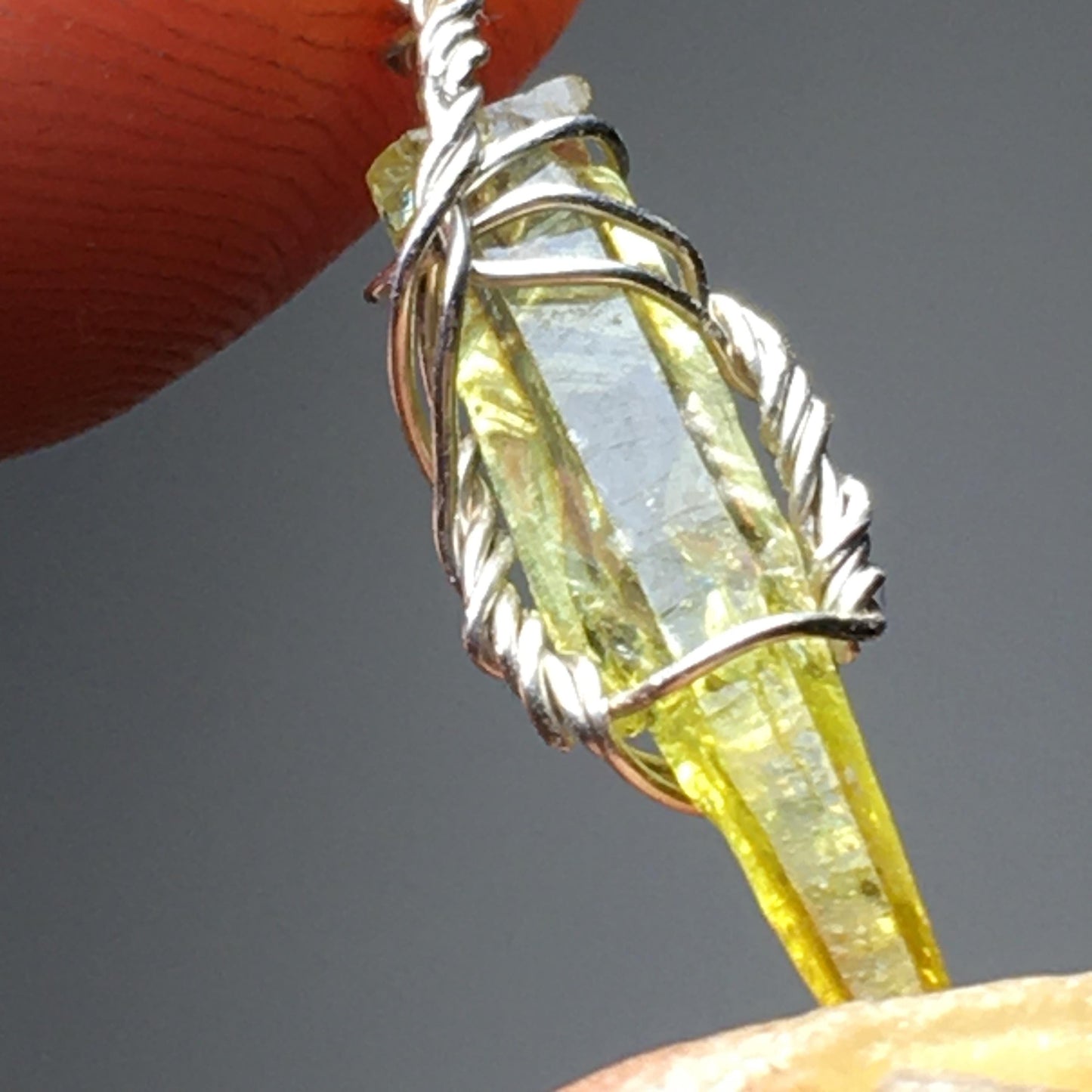 Yellow Zincite Pendant and Silver Pendant