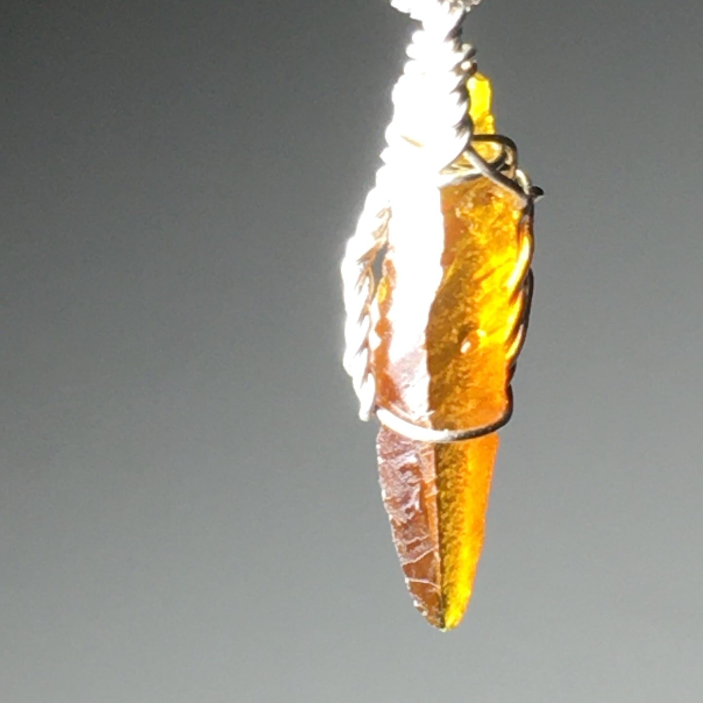 Yellow Zincite Crystal Pendant 925 Sterling Silver