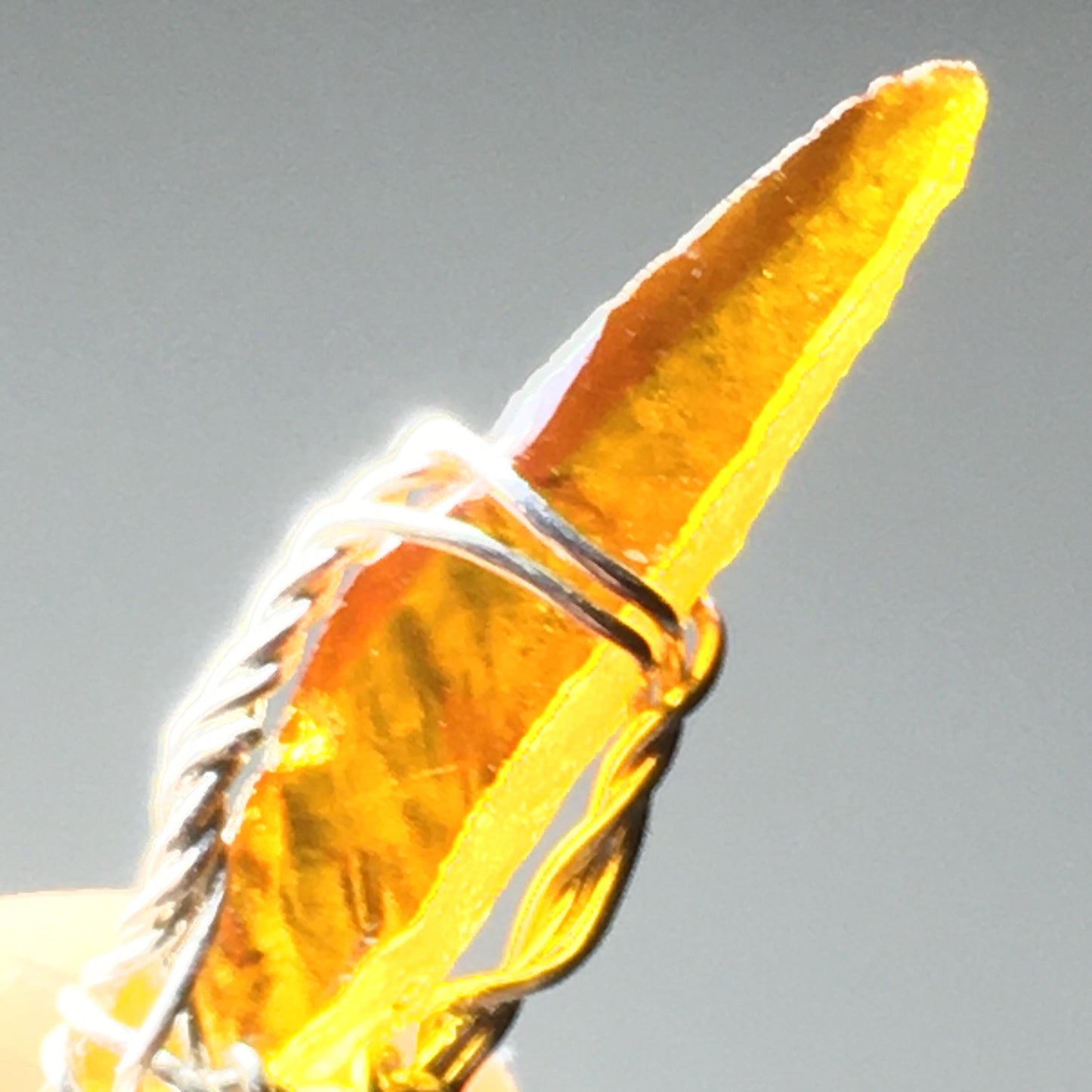 Yellow Zincite Crystal Pendant 925 Sterling Silver