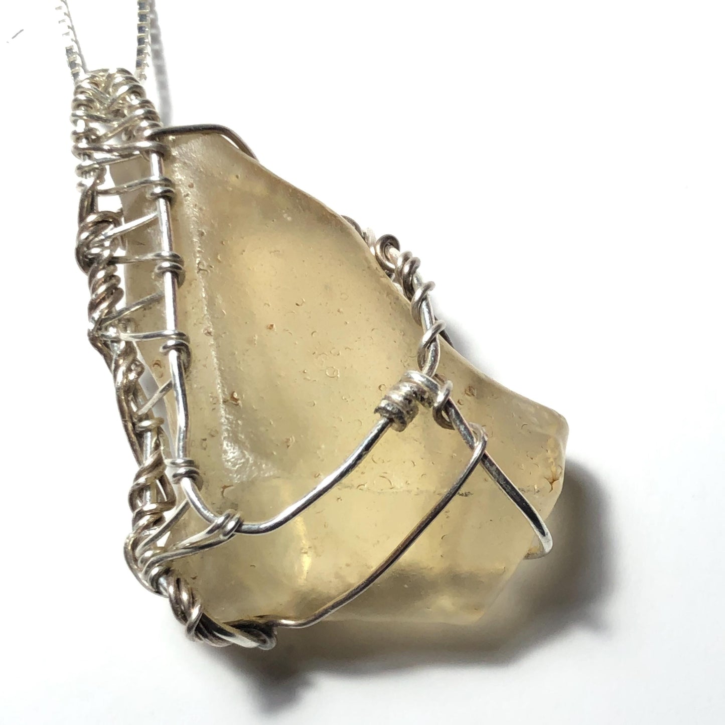 Libyan Desert Glass and Silver Pendant