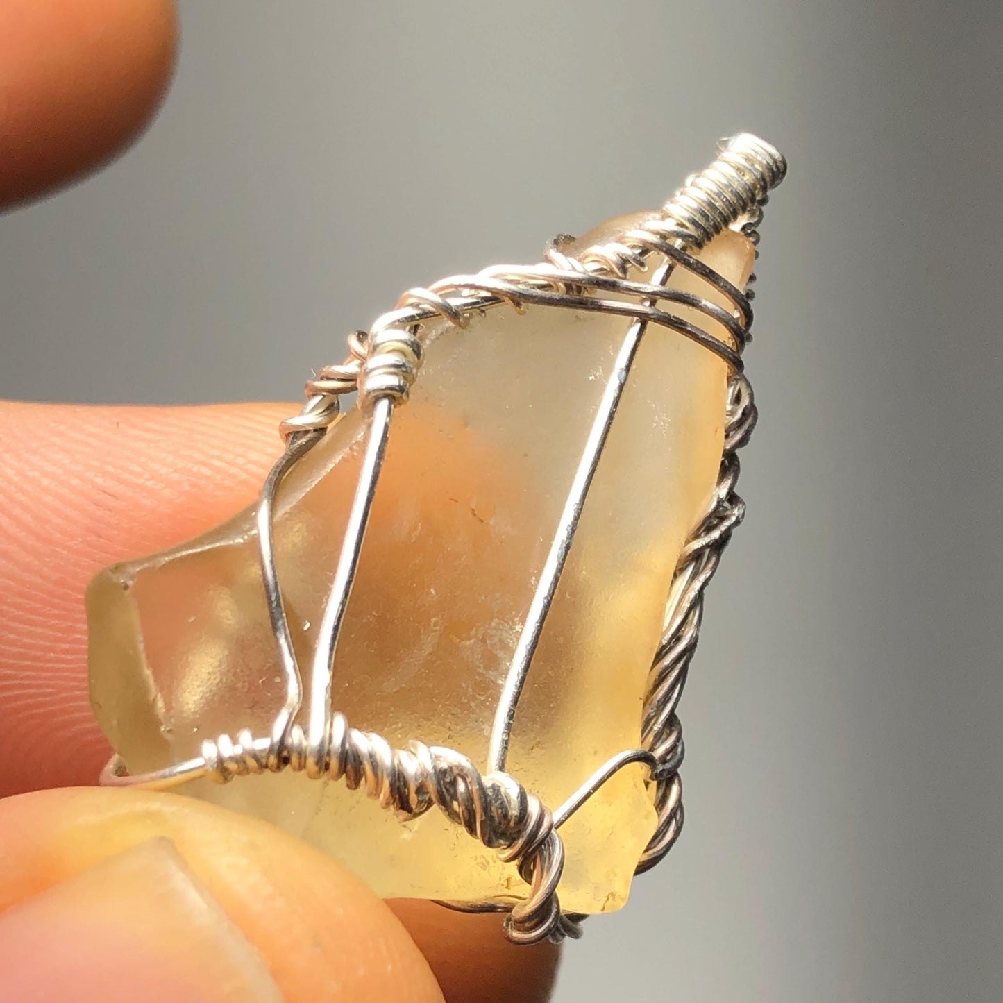 Libyan Desert Glass and Silver Pendant