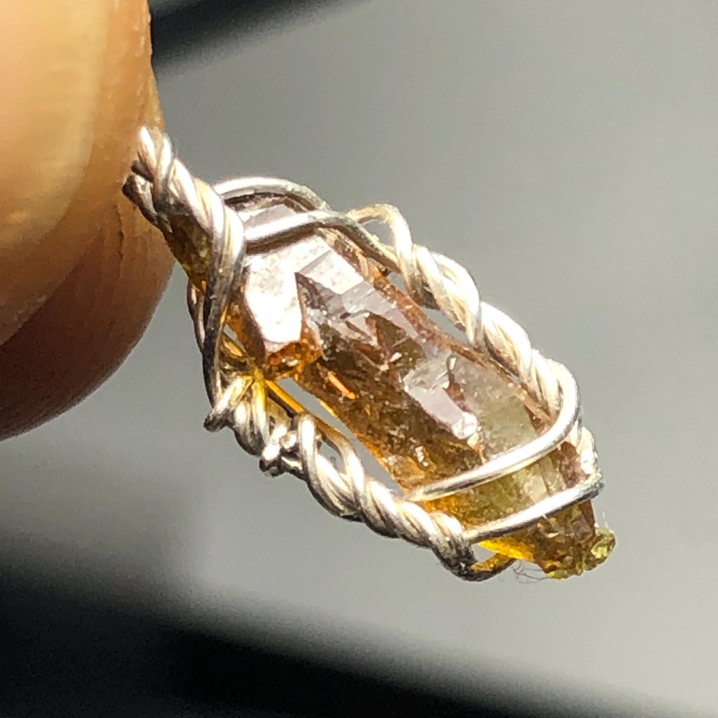Orange Zincite Pendant on Silver