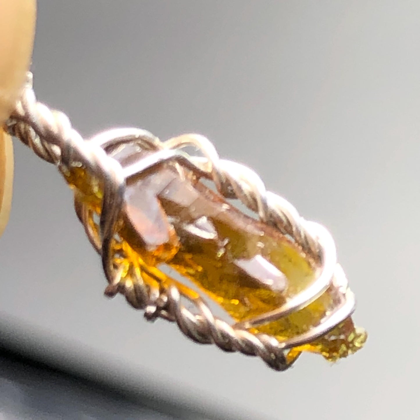 Orange Zincite Pendant on Silver