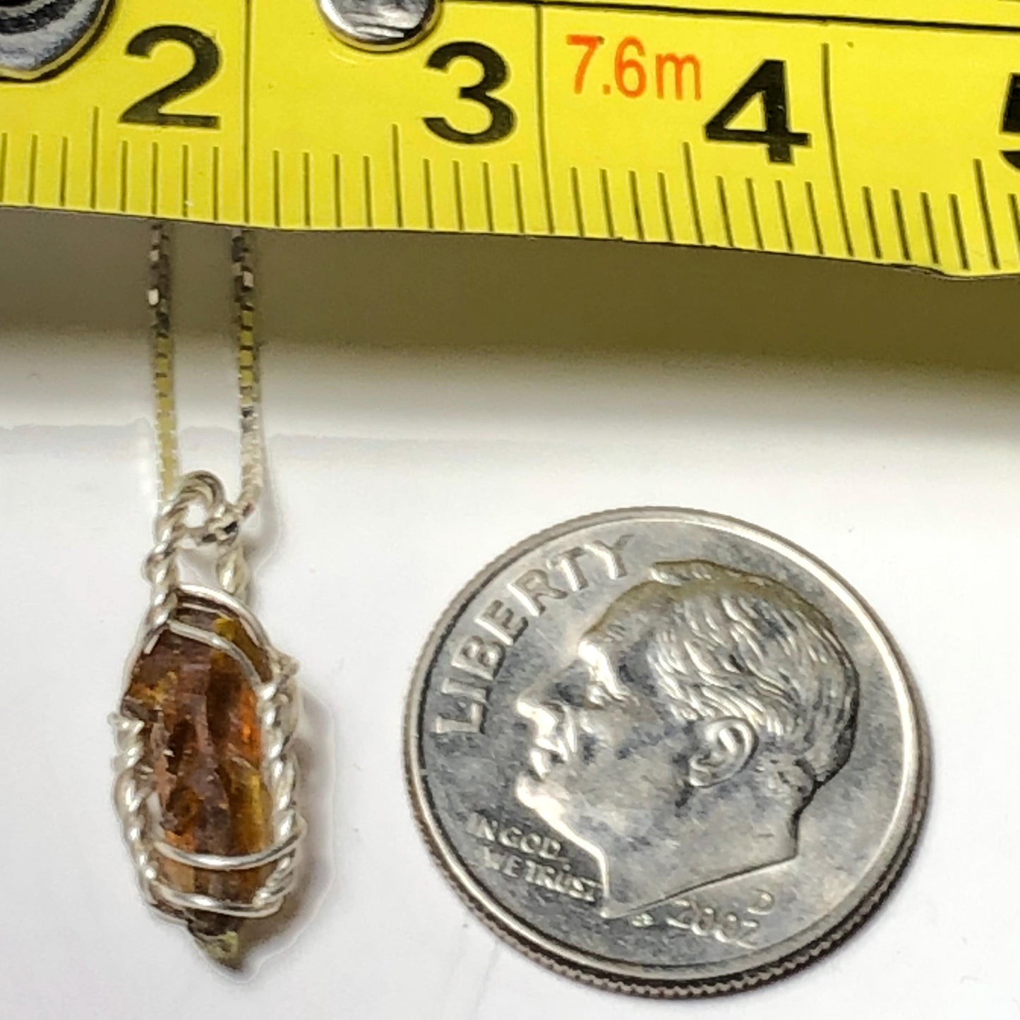 Orange Zincite Pendant on Silver