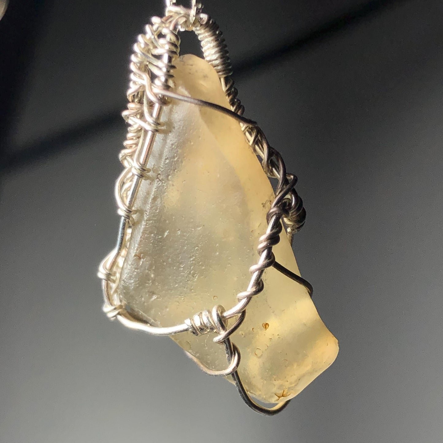 Libyan Desert Glass and Silver Pendant