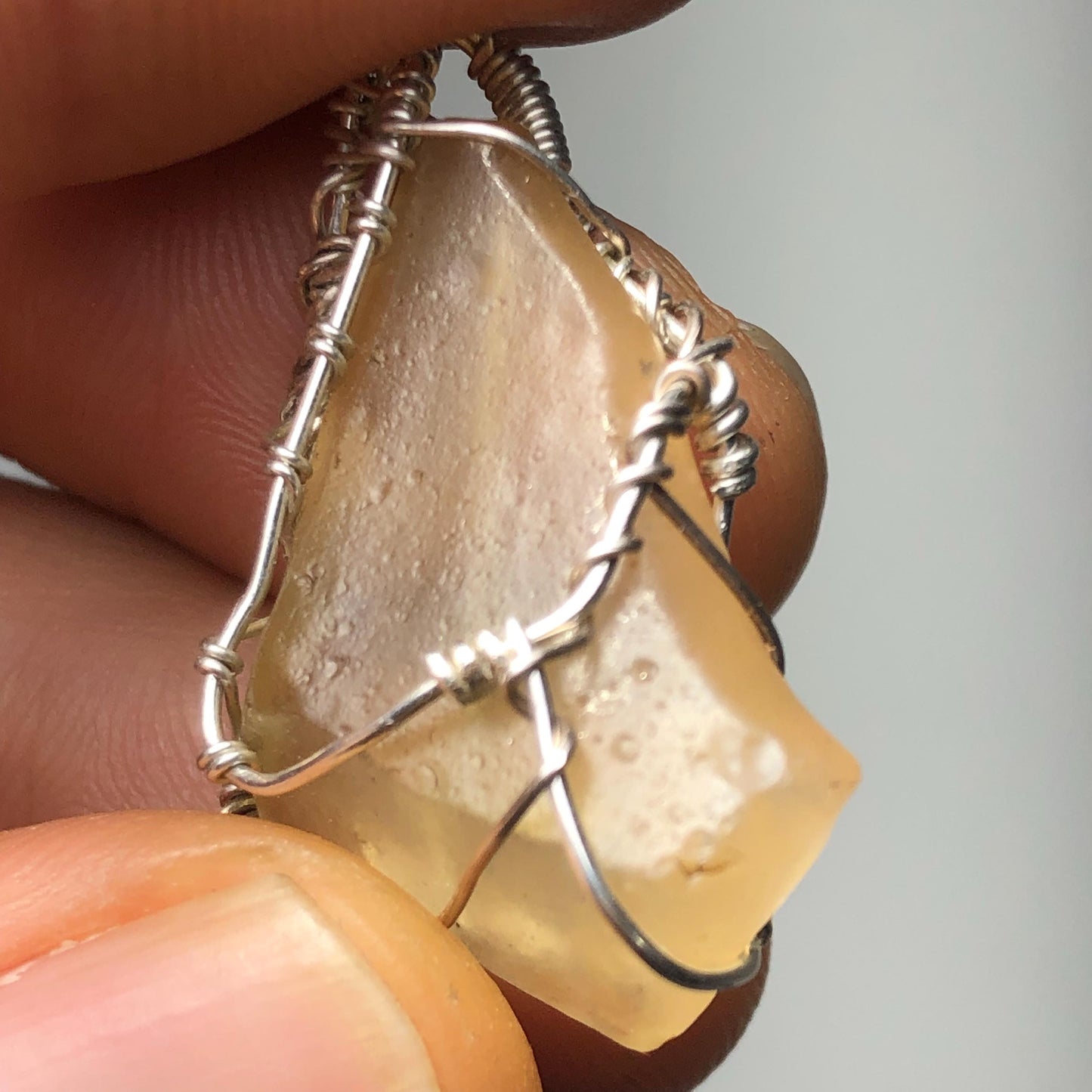 Libyan Desert Glass and Silver Pendant