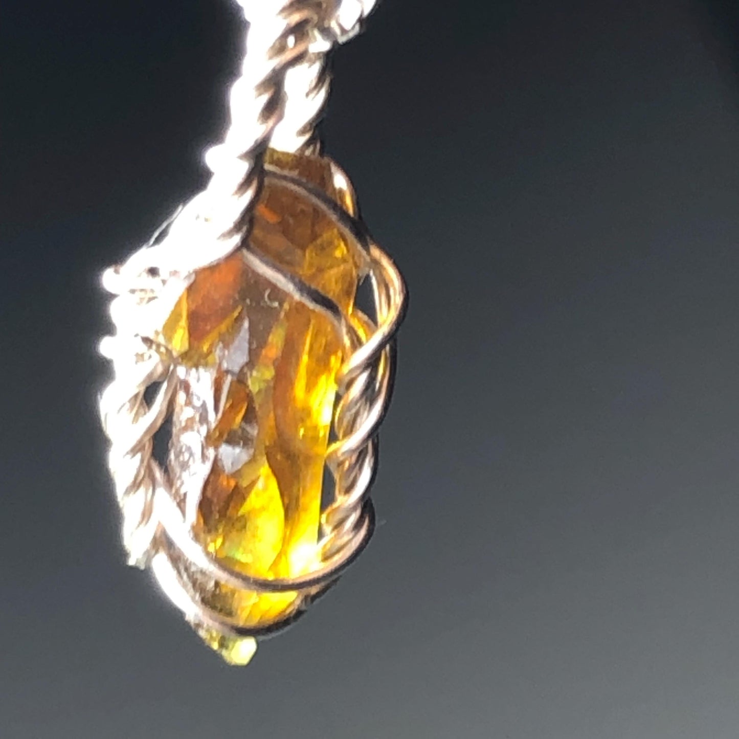 Orange Zincite Pendant on Silver