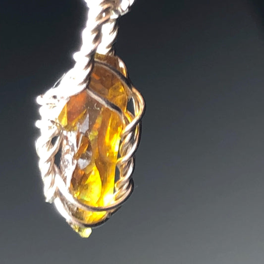 Orange Zincite Pendant on Silver