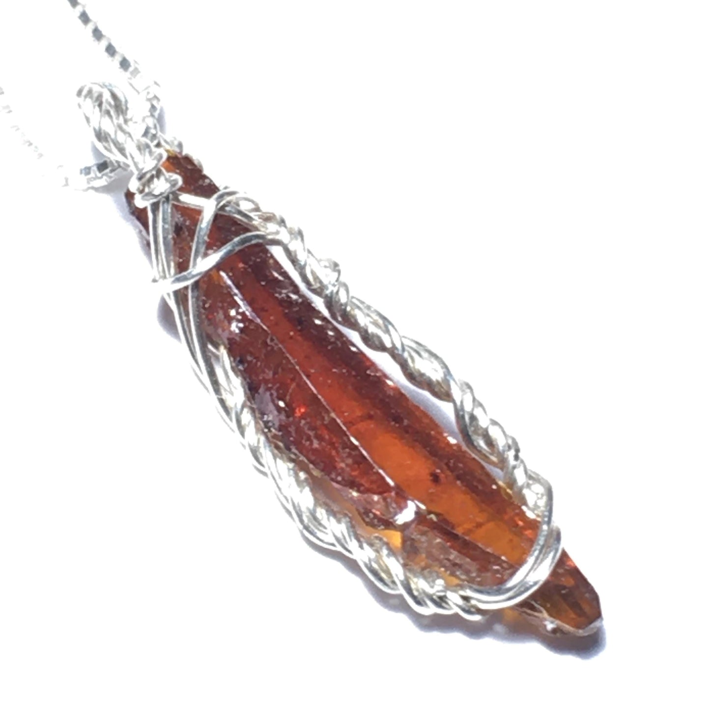 Red Zincite and Silver Crystal Pendant