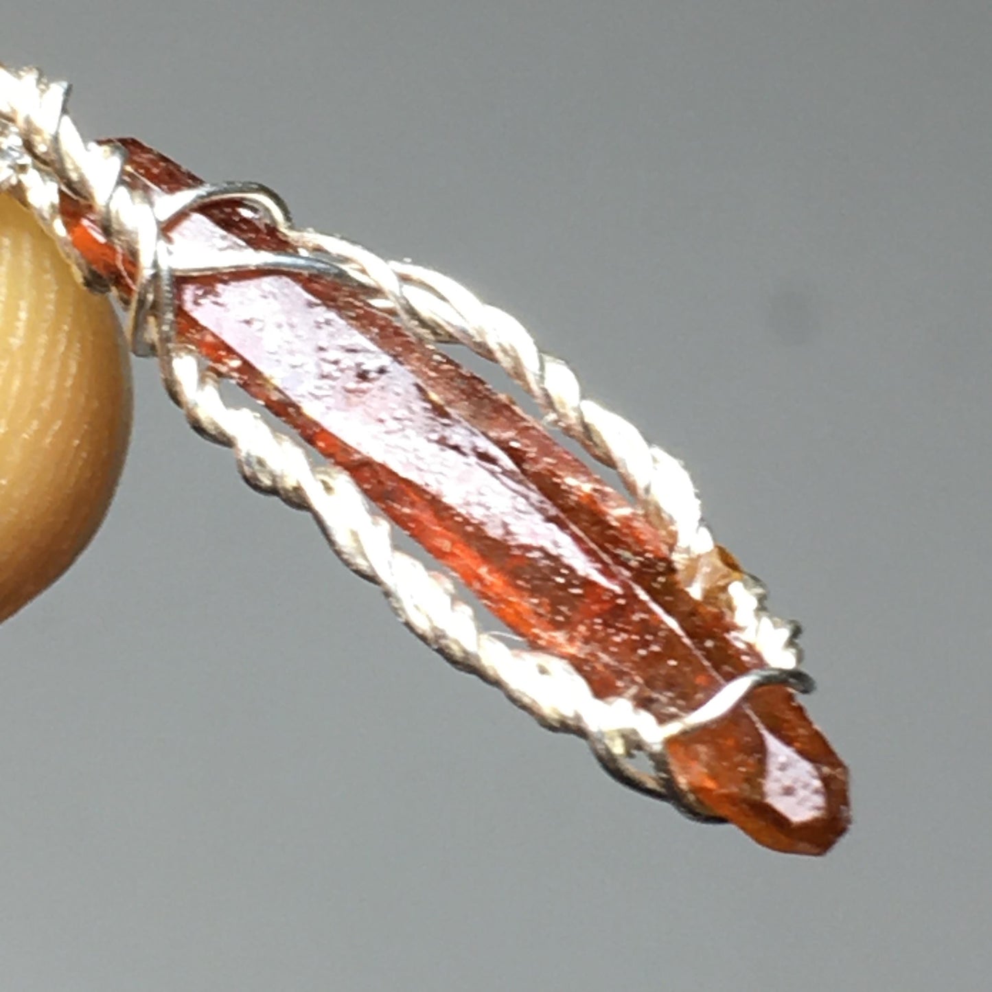 Red Zincite and Silver Crystal Pendant