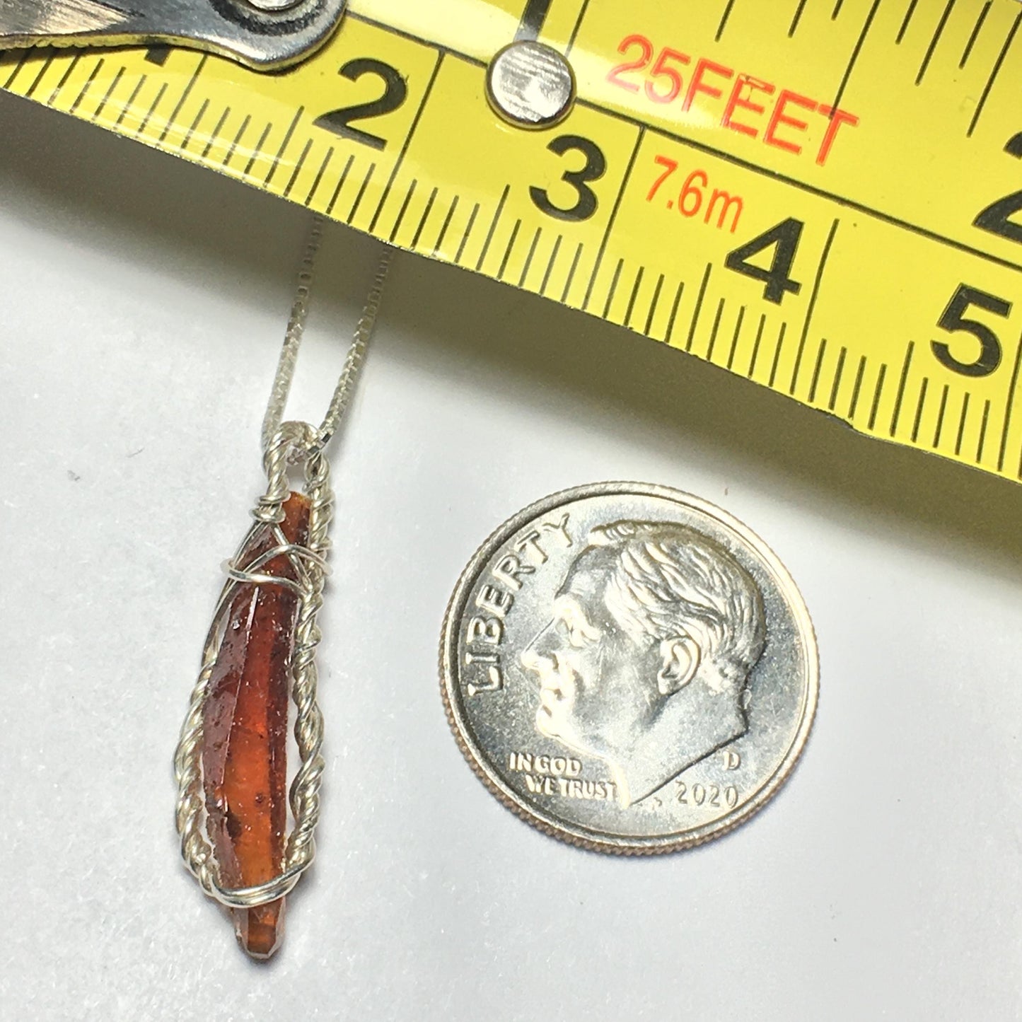 Red Zincite and Silver Crystal Pendant