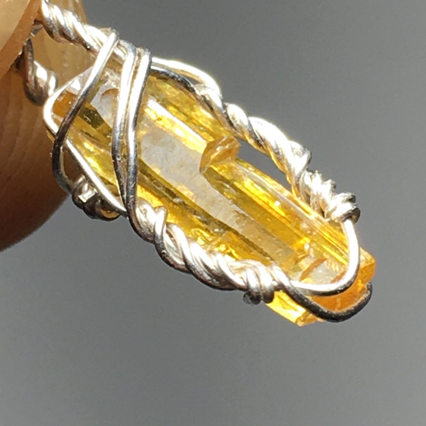 Orange Zincite and Silver Pendant