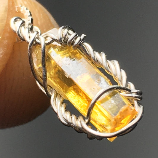 Orange Zincite and Silver Pendant