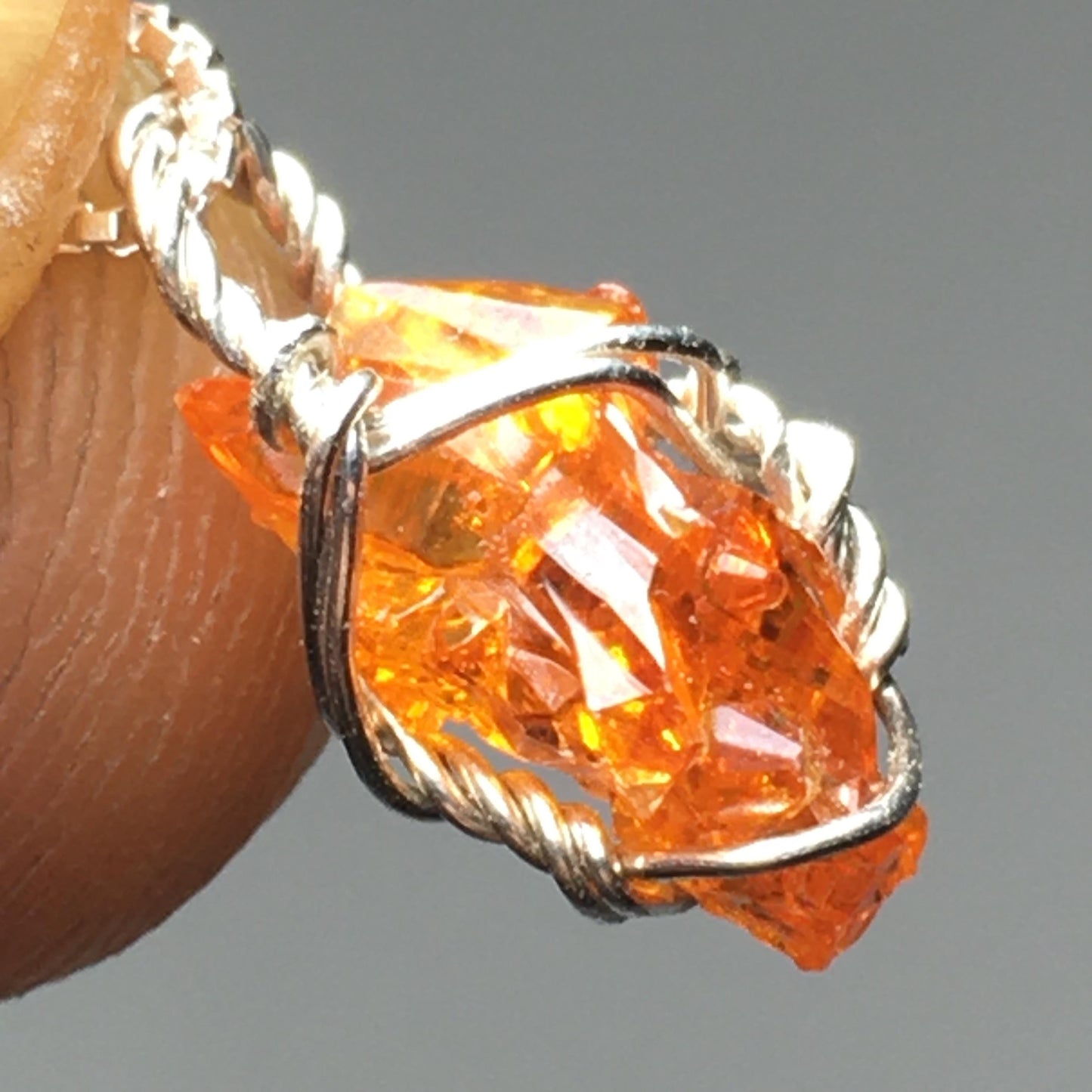 Red Zincite Crystal Pendant Silver