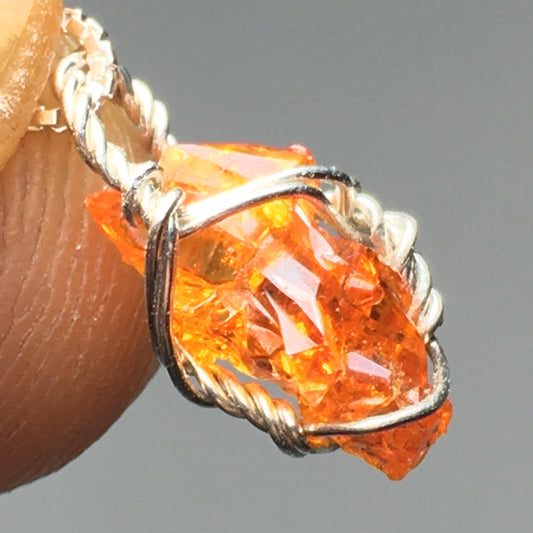Red Zincite Crystal Pendant Silver