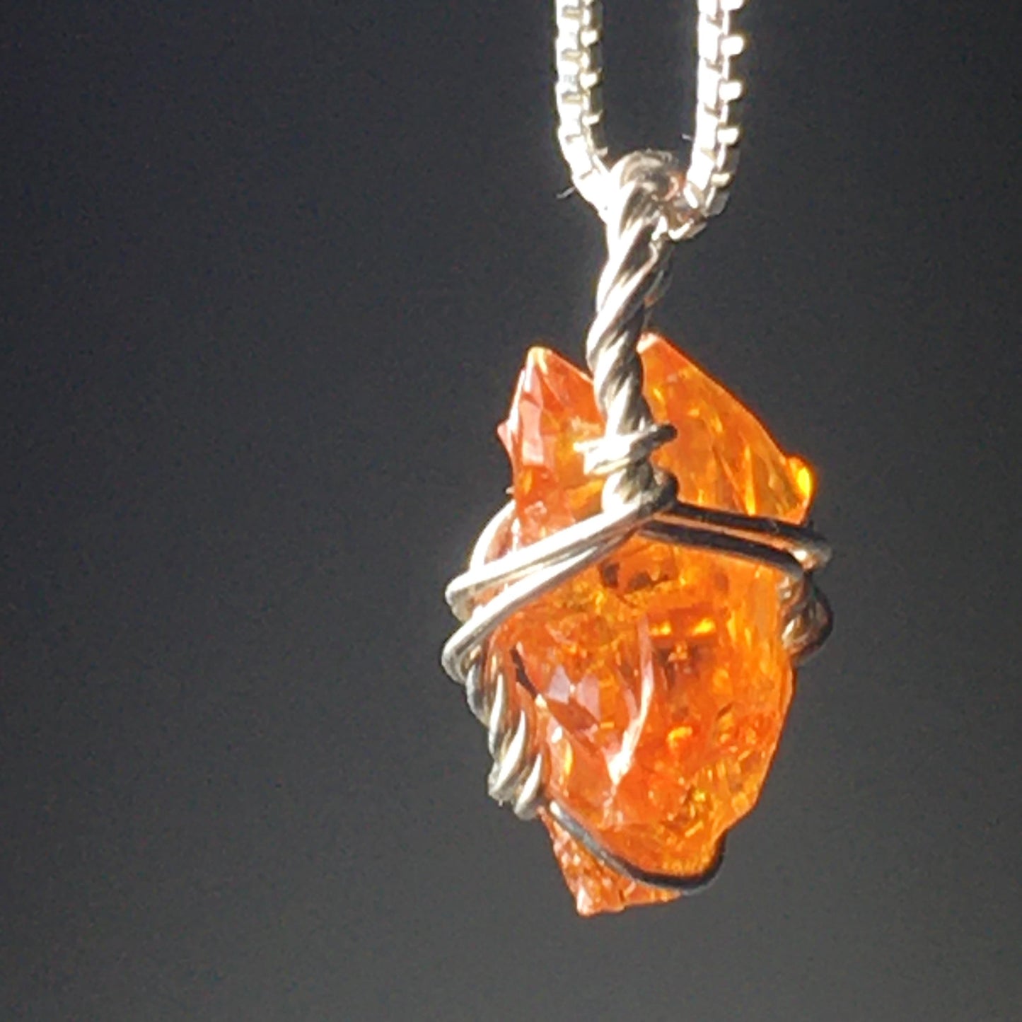 Red Zincite Crystal Pendant Silver
