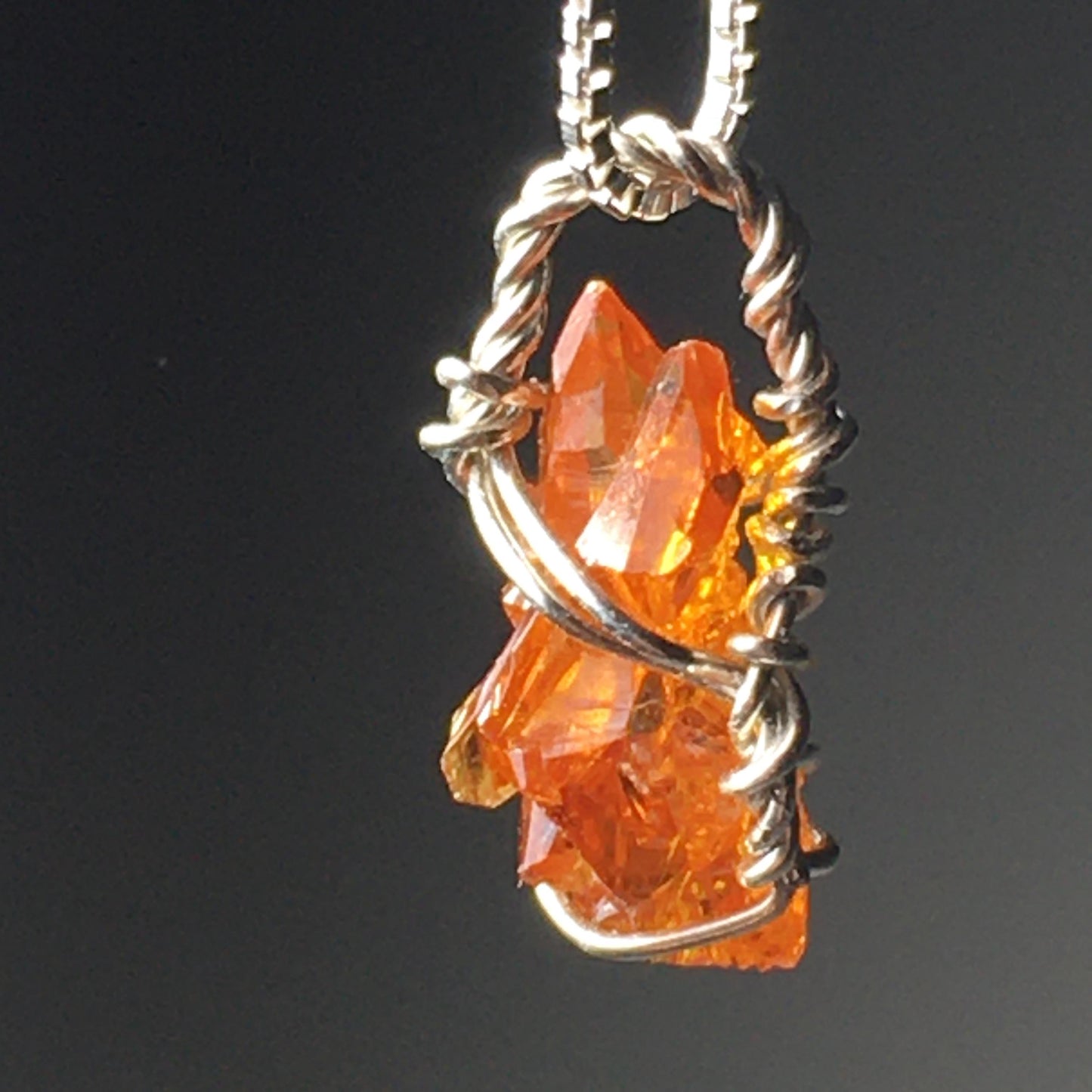Red Zincite Crystal Pendant Silver