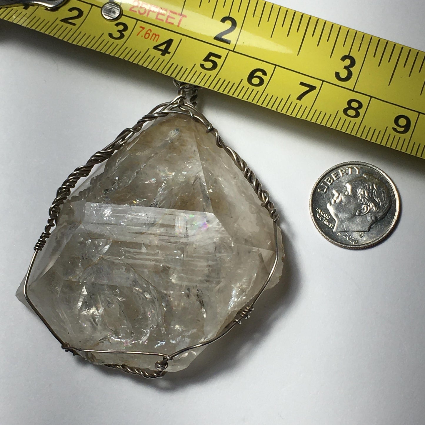 BIG Herkimer Diamond Silver Pendant with Chain