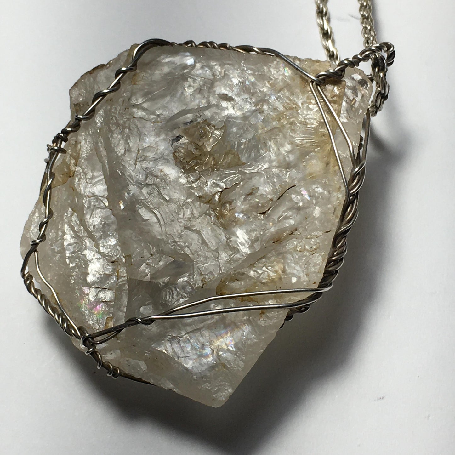 BIG Herkimer Diamond Silver Pendant with Chain