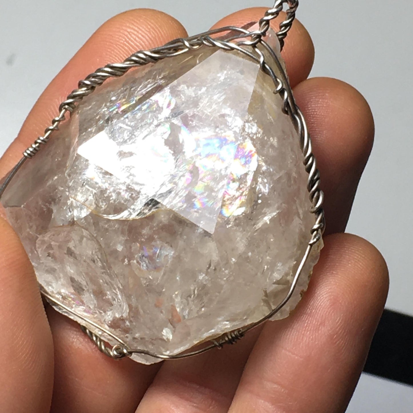 BIG Herkimer Diamond Silver Pendant with Chain