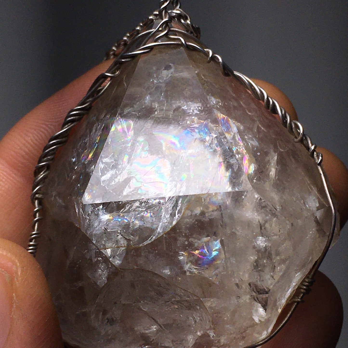 BIG Herkimer Diamond Silver Pendant with Chain