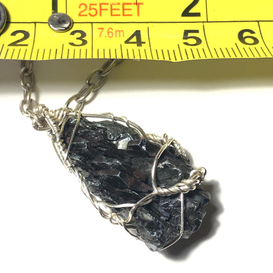 Rainbow Hematite and Silver Wire Wrap Pendant