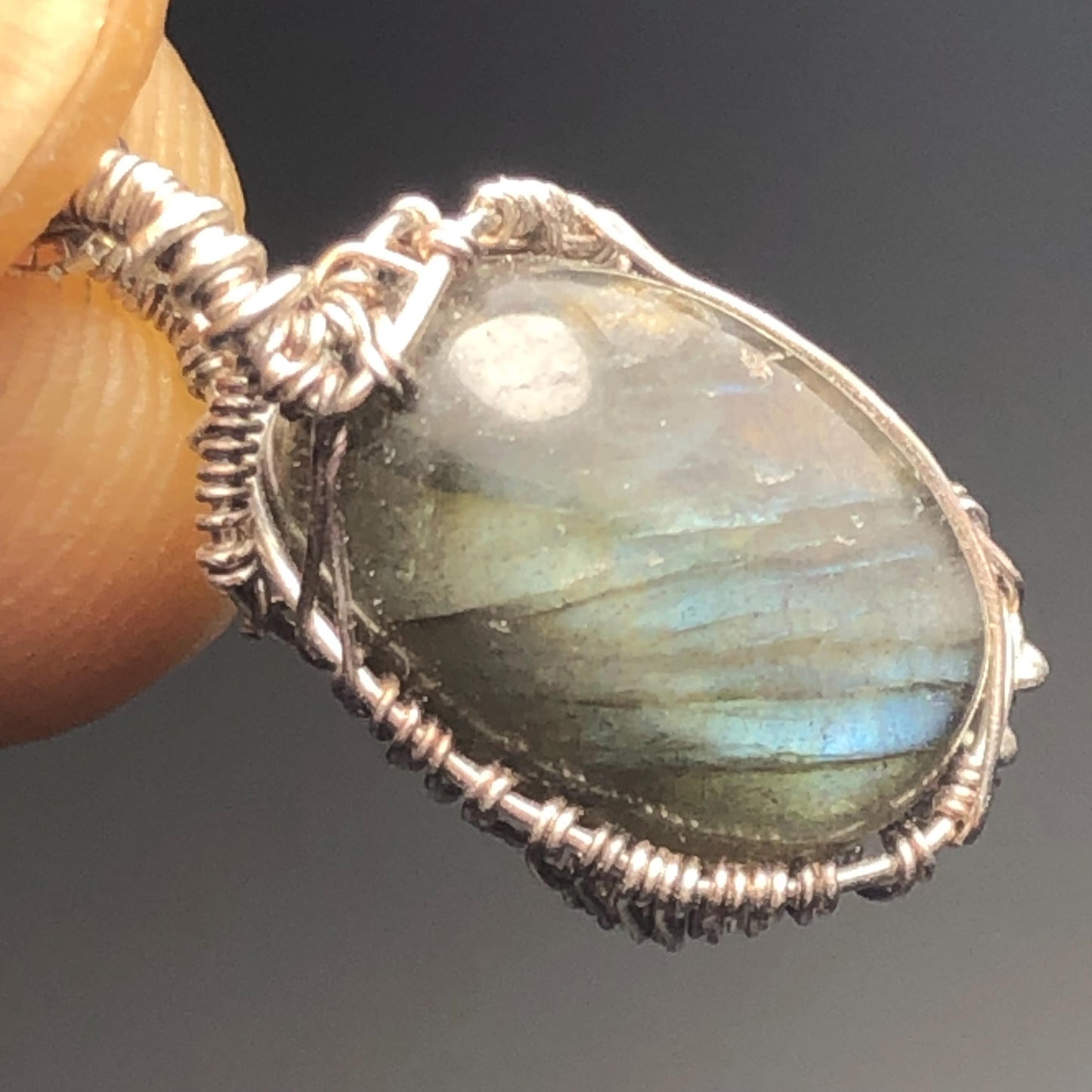 Labradorite and Silver Crystal Pendant