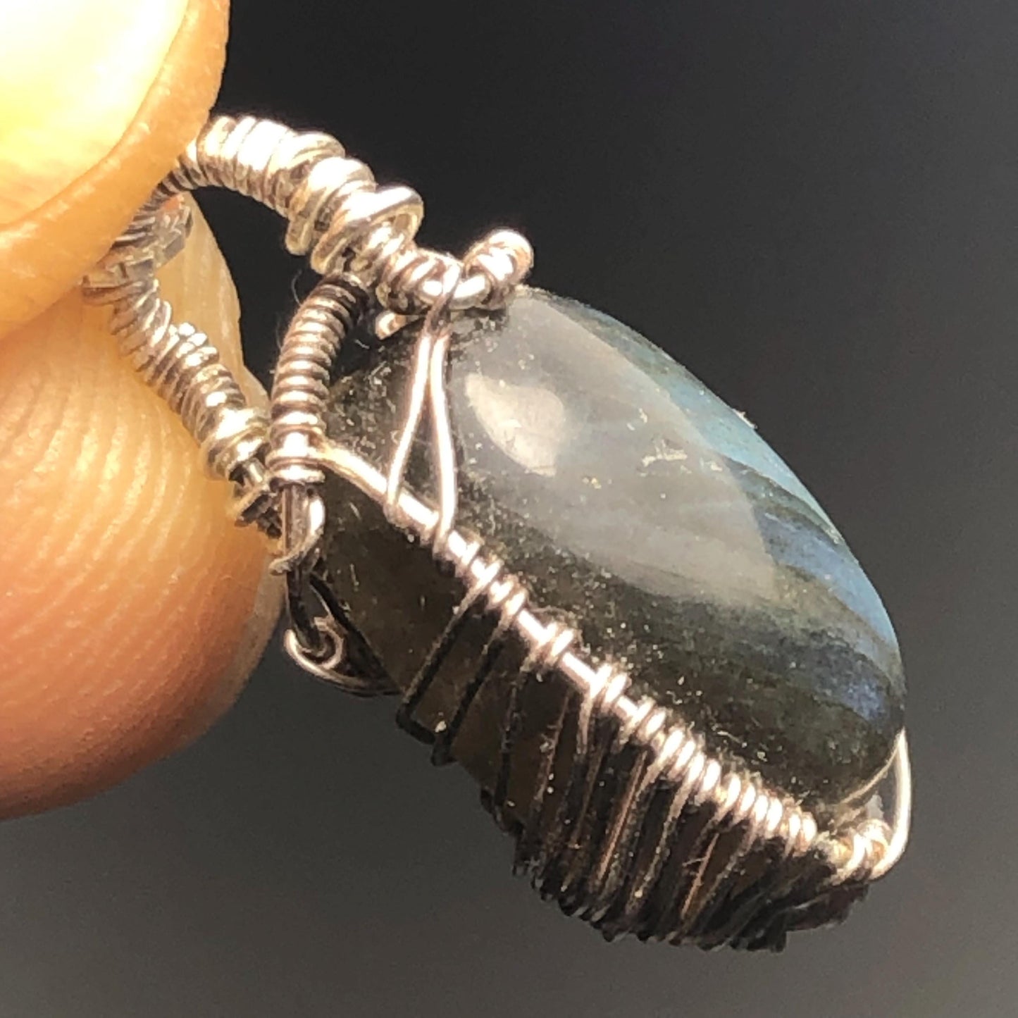 Labradorite and Silver Crystal Pendant