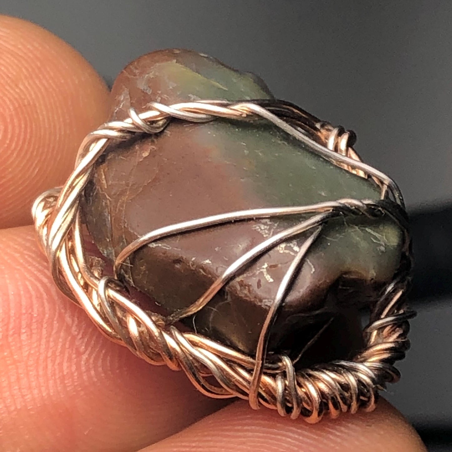 Double sided Jasper Bead for Bracelet or Choker Necklace Gold